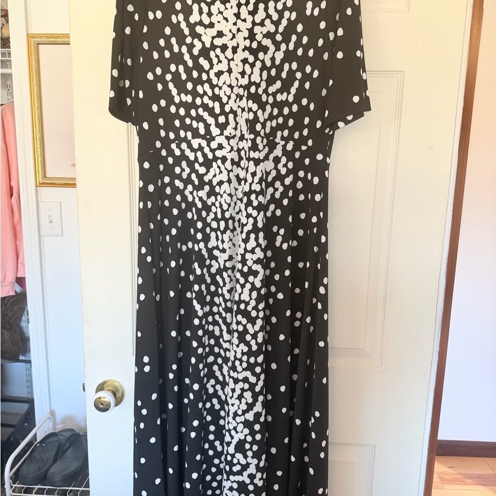 Alfani Black and White Dot Midi Dress